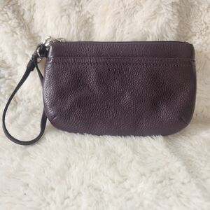 Coach Plum Purple Pebbled Leather Wristlet Y2K